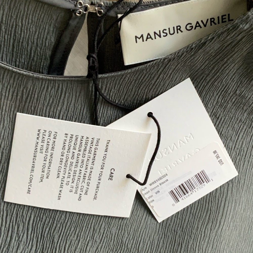 Mansur Gavriel grey short sleeve silk chiffon blouse MANSUR GAVRIEL silk blouse